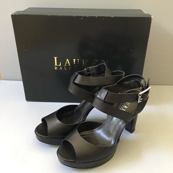 Ralph Lauren Black Leather Heels - Picture 1 of 6